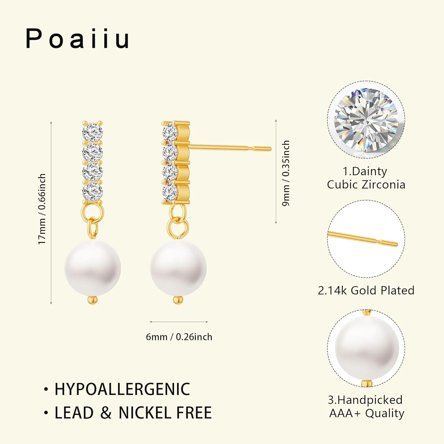Pearl Earrings for Women, Gold Hoop Earrings for Women Trendy 14K Gold Pearl Huggie Earrings Dangle Drop Studs Dainty Hypoallergenic Hoop Earrings Jewelry Gifts for Women