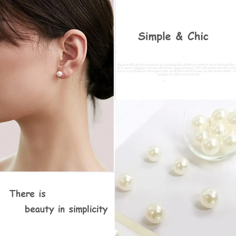 Pearl Earrings Studs for Women,Hypoallergenic Sterling Silver Stud Earrings Set