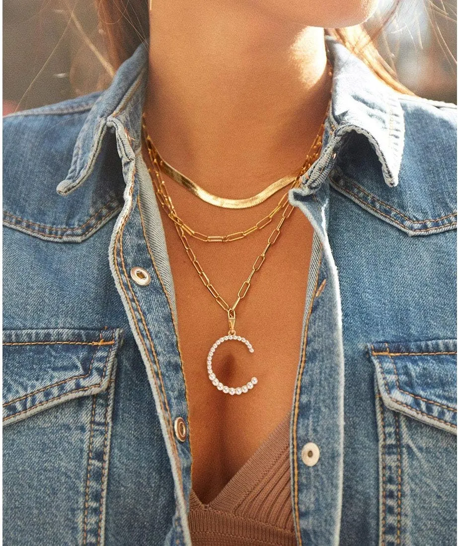 Pearl Initial Necklace Personalized 18K Gold Plated Paperclip Chain Letter Choker Necklaces for Women Alphabet Pendant Necklace Anniversary Birthday Gift for Women