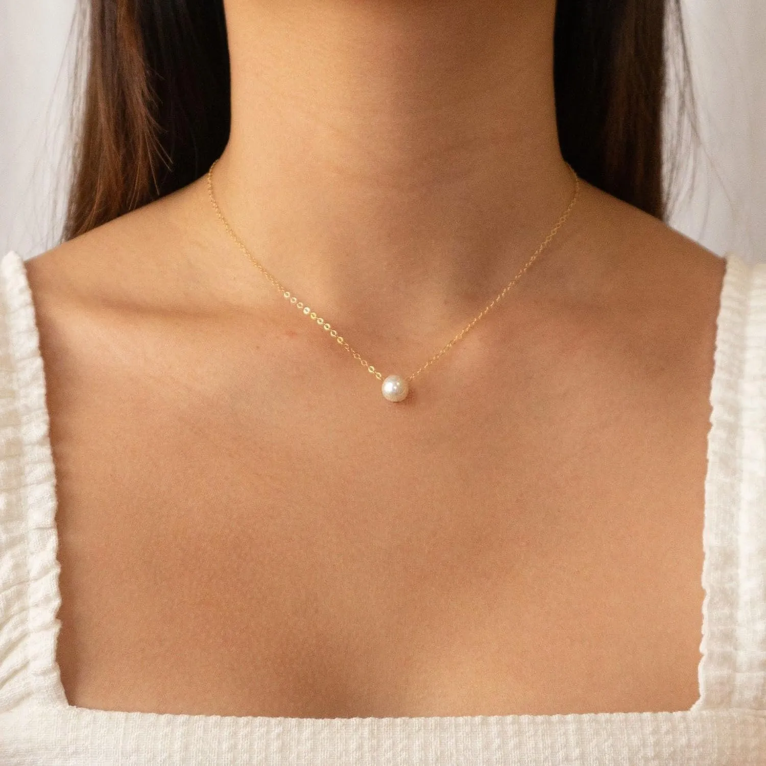 Pearl Necklace: 14K Gold-Plated Pearl Necklace for Women 16.5   2