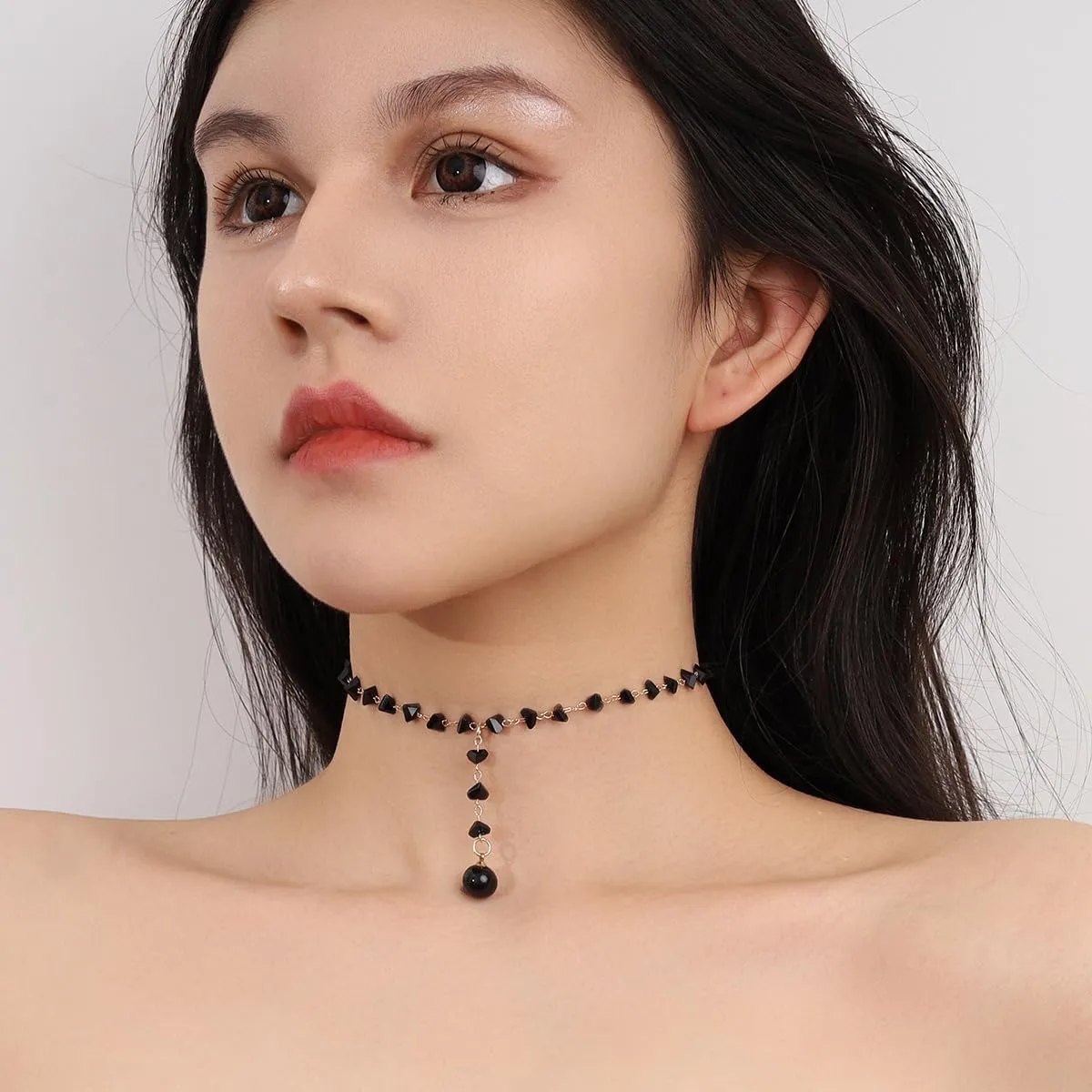 Pearl Necklace for Women Artificial Pearl Necklace Crystal Pearl Chokers Necklace Dainty Pearl Drop Y Necklace Bride Wedding Bridesmaid Party Prom Costume Jewelry