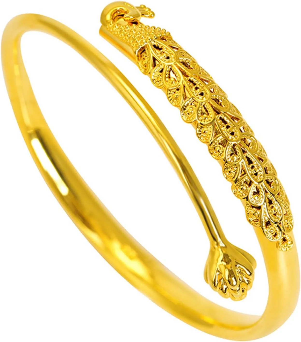 PEAS 18K Gold Plated Jewelry Peacock Open Cuff Bracelet