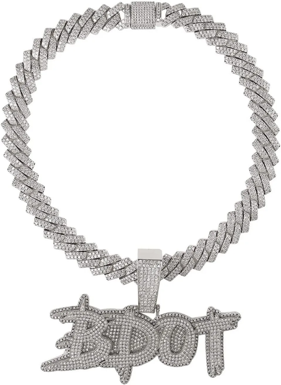 Personalized Custom Name Necklace for Men Personalized Pendants Iced Out Charms Hip Hop Rock Jewelry Collares Hombre Zirconia Hip Hop Fashion Jewelry Charms(No Chain) (Silver,5 Letter)