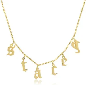 Personalized Dangle Letters Name Choker Necklace - Custom Made Initial Alphabet Pendant Necklace with Hanging Name