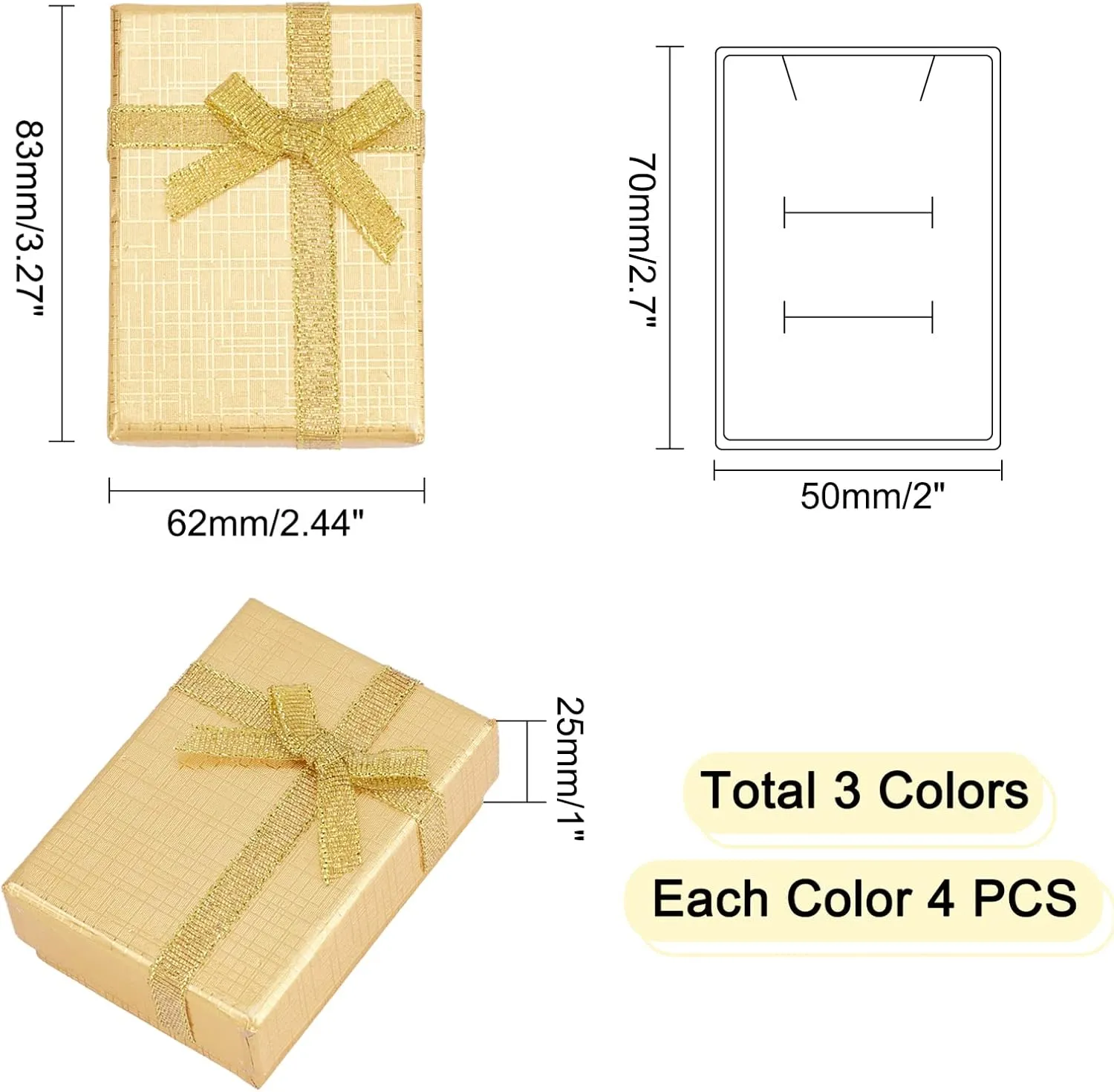 PH PandaHall 12pcs Mother's Day Gift Box, 2.7x2x1 Inch Small Gift Box Jewelry Boxes Metallic Cardboard Display Boxes with Bowknot for Earring Pendant Jewelry Necklace Bracelet Packing Mother's Day