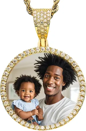 Picture Necklace Personalized Photo for Men Women Customized Pendant Memory Medallion Angel Wings Heart Pendant 18k Gold AAA CZ Iced Out Pendant with Chain Hip Hop Jewellery Gift Box Bag Ornaments