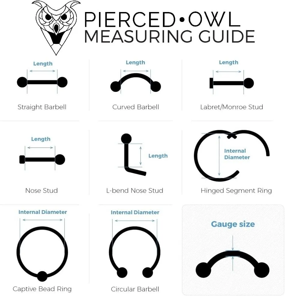 Pierced Owl 16GA ASTM F-136 Implant Grade Titanium Threadless Push-In Triple Ball Cluster Top Eyebrow Curved Barbell