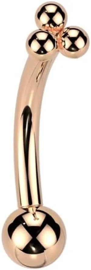 Pierced Owl 16GA ASTM F-136 Implant Grade Titanium Threadless Push-In Triple Ball Cluster Top Eyebrow Curved Barbell