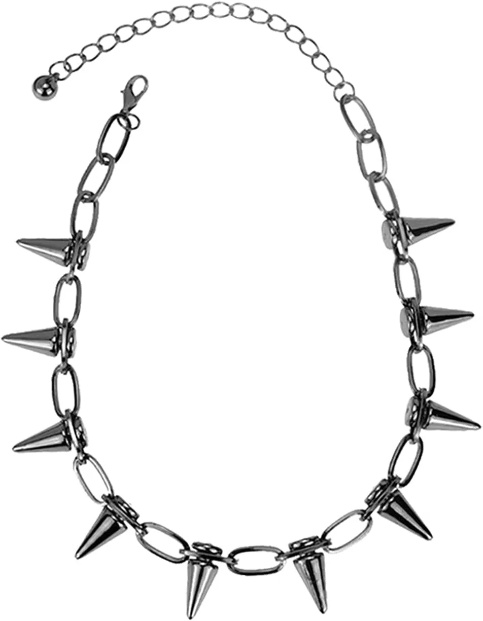 Pingyongchang Punk Rivet Chokers Spike Plated Chain Necklace Gothic Pu Leather Key Lock Charms Rivets Layered Choker Streetwear Handmade Adjustable Vintage Jewelry for Women