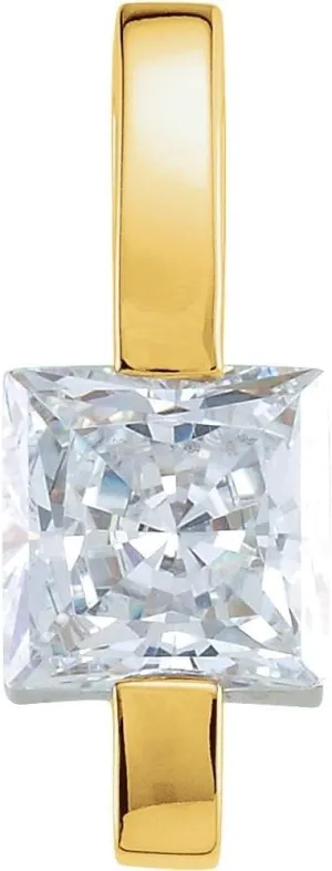 Platinum 3.75mm Square Shape Slide Pendant Fine Jewelry for Women Gifts for Her (Mounting Only, Not All Stones Included)