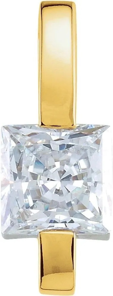 Platinum 3.75mm Square Shape Slide Pendant Fine Jewelry for Women Gifts for Her (Mounting Only, Not All Stones Included)