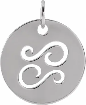 Platinum Cancer Zodiac Disc Pendant Fine Jewelry for Women Gifts for Her (16.5x13.8mm)