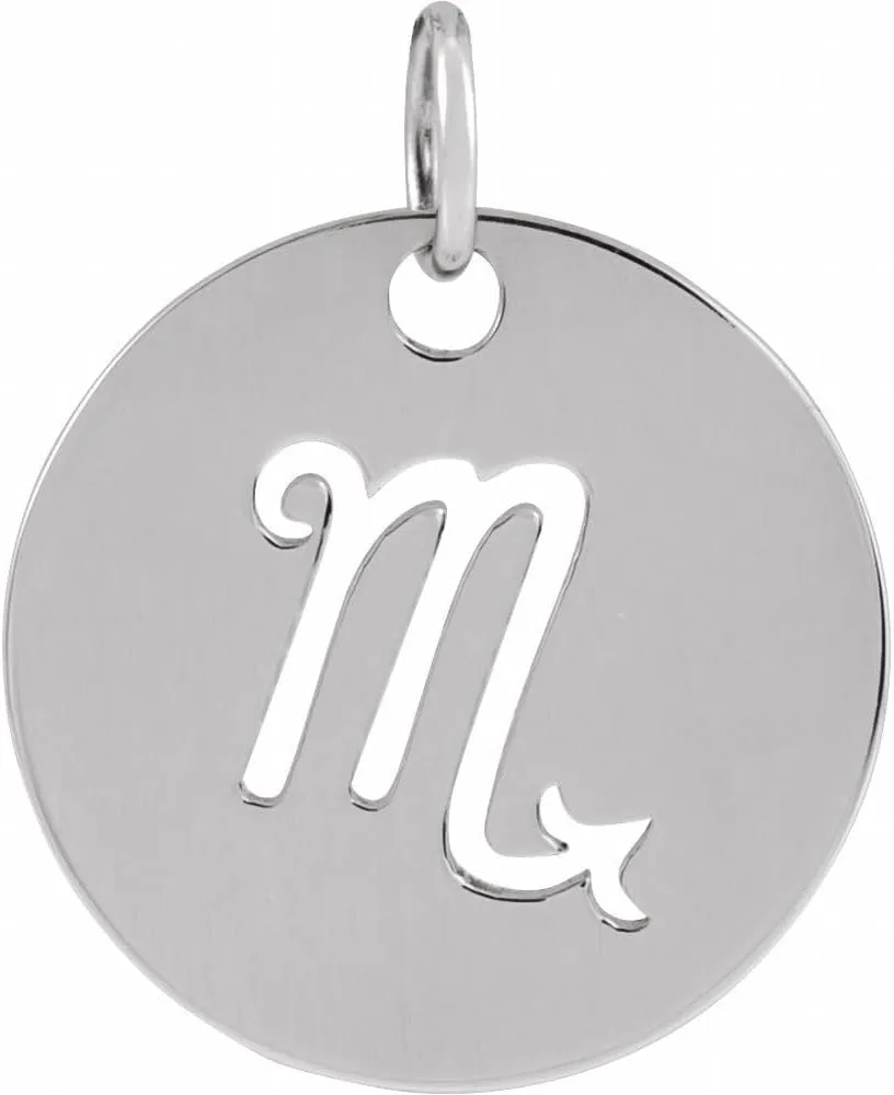 Platinum Scorpio Zodiac Disc Pendant Fine Jewelry for Women Gifts for Her (16.5x13.8mm)