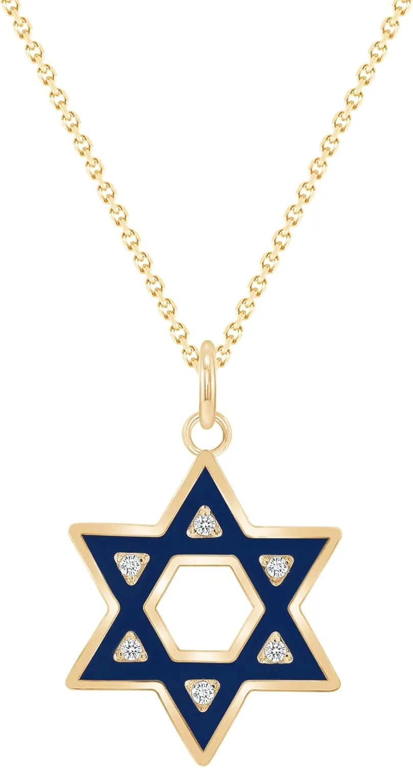 Pome Jewish Star of David Diamond Pendant Necklace in Solid 14k Gold, Made in America