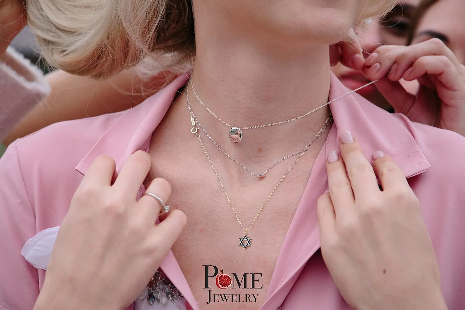 Pome Jewish Star of David Diamond Pendant Necklace in Solid 14k Gold, Made in America