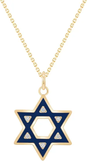 Pome Jewish Star of David Diamond Pendant Necklace in Solid 14k Gold, Made in America