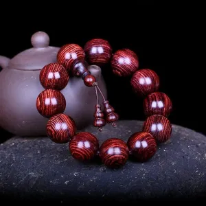 Prayer Beads,Beads Necklace,Bracelet, Wood Prayer Beads Bracelet Natural Redwood Buddhist Meditation Mala Couple Elastic Jewelry(Color:A)