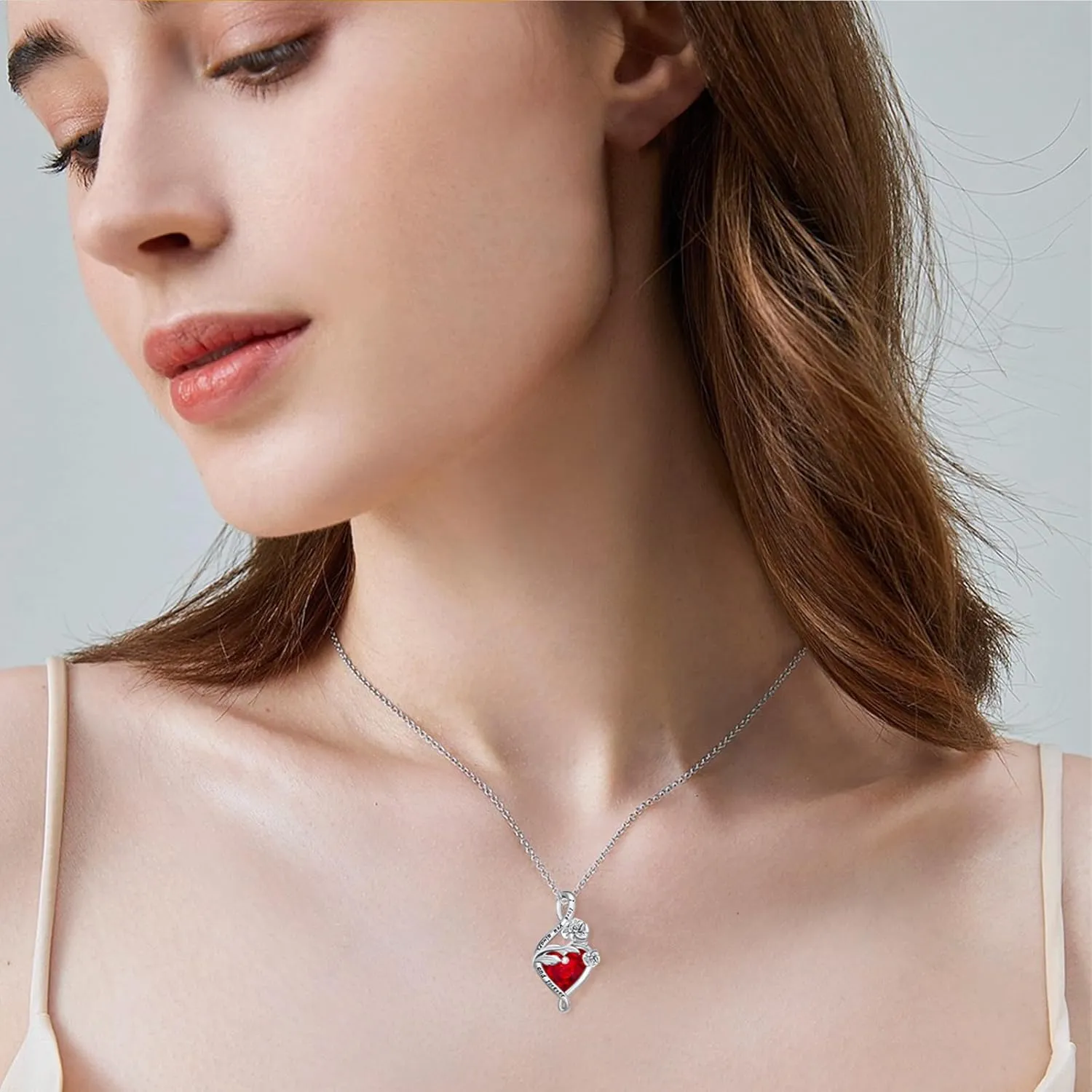 PROESS Birth Flower Necklace Sterling Silver Birthstone Necklace Birth Month Flower Pendant Jewelry for Women Mother's Day Valentine's Day