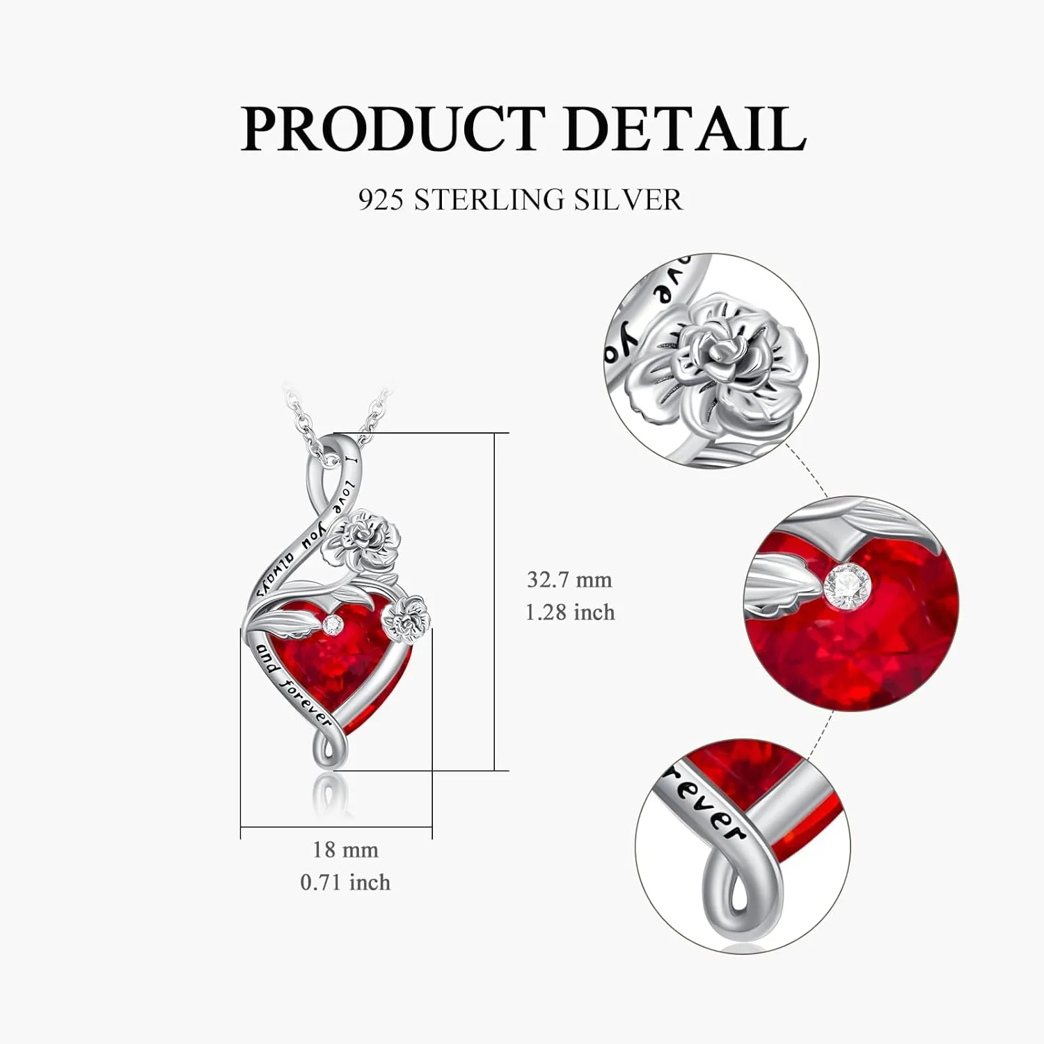 PROESS Birth Flower Necklace Sterling Silver Birthstone Necklace Birth Month Flower Pendant Jewelry for Women Mother's Day Valentine's Day