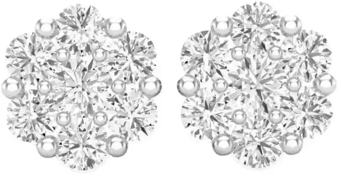 PT 950 Moissanite Cluster Stud Earrings, Round Cut Moissanite, VVS Clarity, Platinum 950, 8mm
