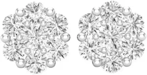 PT 950 Moissanite Cluster Stud Earrings, Round Cut Moissanite, VVS Clarity, Platinum 950, 8mm
