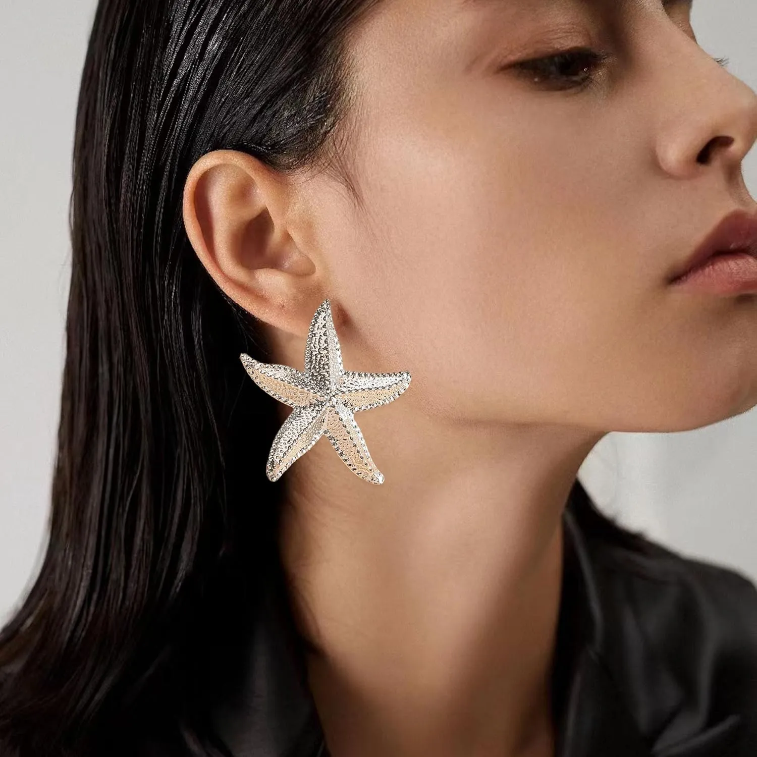 Punk Boho Starfish Earrings Starfish Statement Star Stud Earrings for Women Beach Ocean Summer Jewelry