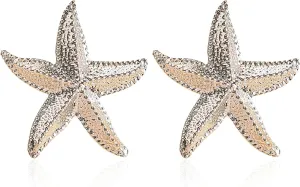 Punk Boho Starfish Earrings Starfish Statement Star Stud Earrings for Women Beach Ocean Summer Jewelry