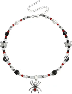 Punk Star Pendant Baroque Pearl Necklace Women Asymmetric Black White Imitation Pearl Necklace Stainless Steel Necklace Jewelry