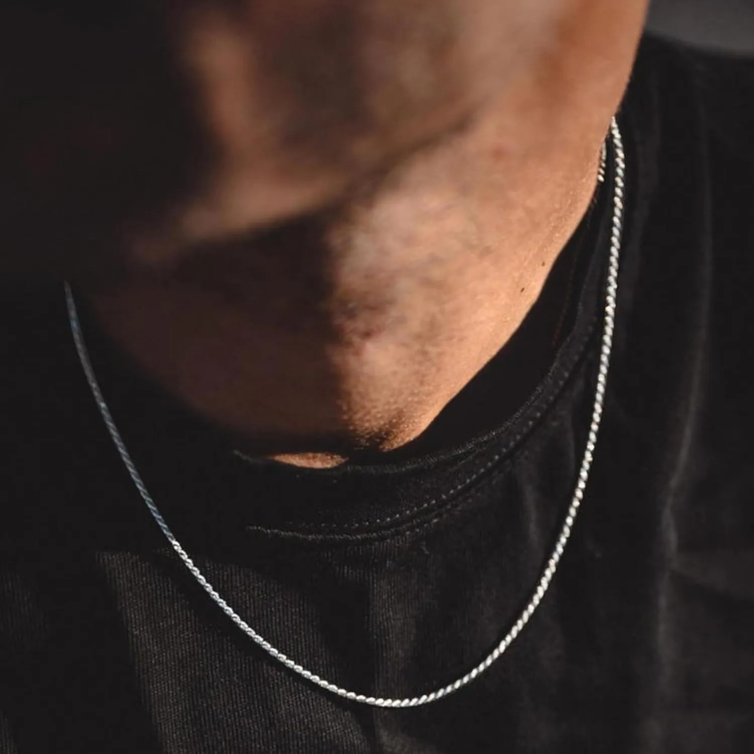 RANKEEF 2/3/4mm Rope Chain Necklace for Men - Silver Necklace18/20/22 Inches Chain for Waterproof Sturdy & Shiny Twist Rope Necklace Gifts for Men & Women Husband Boyfriend