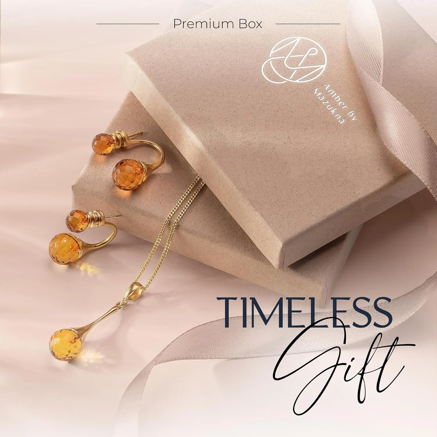 Real Amber Stud Earrings for Women  Double Ball Design, 24k Real Gold Plated Silver, 100% Natural Baltic Amber Jewelry, Sophisticated and Solid Gift for Ladies