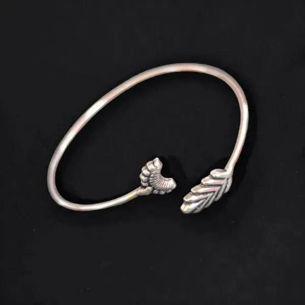 Rebba German Silver Kada Bracelet, Silver