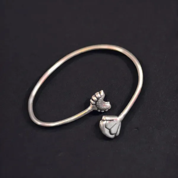 Rebba German Silver Kada Bracelet, Silver