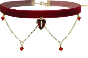 Red Heart Cross Halloween Choker Necklace for Women Goth Chokers Necklaces Velvet Vampire Choker Gothic Chocker Tatoo Chockers Jewelry for Teen Girls, Copper Alloy, copper alloy