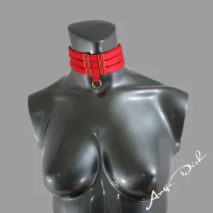 Red strappy  choker sexy boudoir body harness retro dance wear club wear