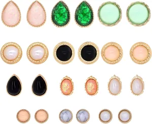 Retro Bohemia Colours Crystal Pearl Stud Earrings Set Cute Antique Geometry Charms Post Earring Set for Women Fshion Jewelry Gift
