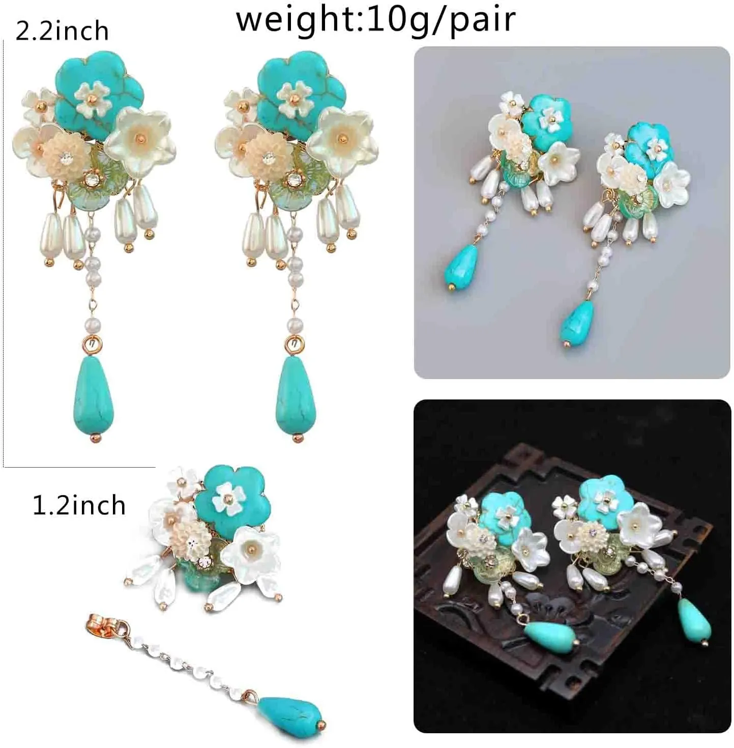 Retro Oval Imitate Turquoise Dangle Earring Bohemian Western Ethnic Charms Statement Drop Earrings Fashion Jewelry for Women
