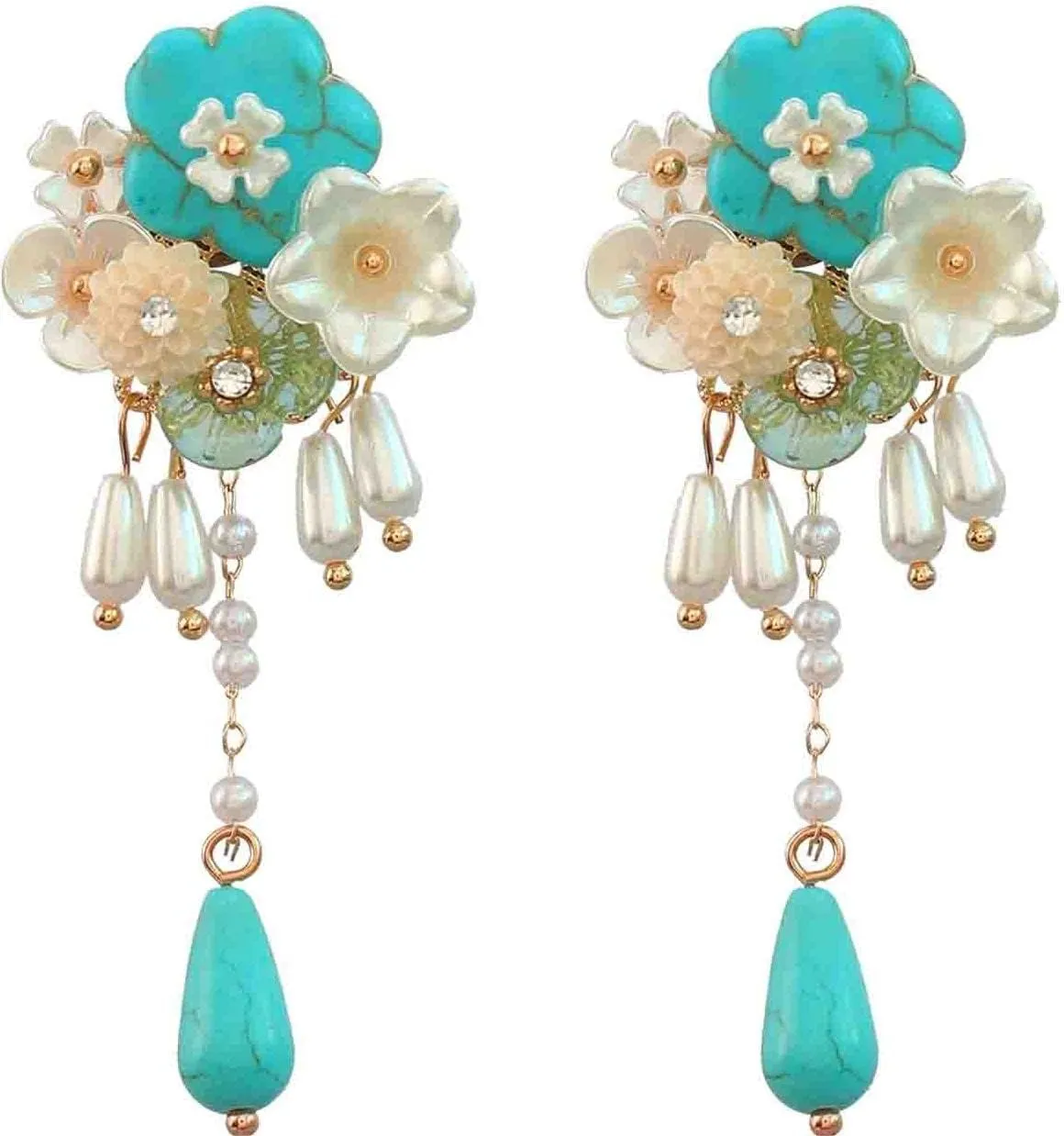 Retro Oval Imitate Turquoise Dangle Earring Bohemian Western Ethnic Charms Statement Drop Earrings Fashion Jewelry for Women