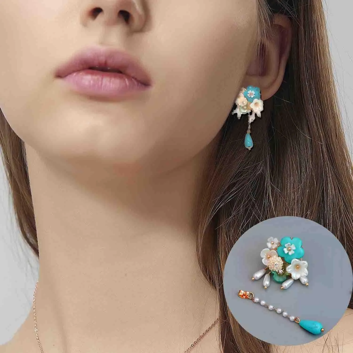 Retro Oval Imitate Turquoise Dangle Earring Bohemian Western Ethnic Charms Statement Drop Earrings Fashion Jewelry for Women