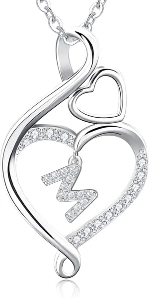 RIVIKO Infinity Heart Initial Necklace for Women,925 Sterling Silver Letter Pendant Personalized Jewelry,Name Necklace Graduation Birthday Mother's Day Gifts for Mom Women Wife Friend