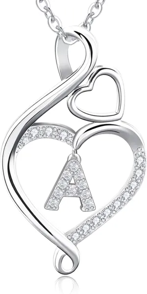 RIVIKO Infinity Heart Initial Necklace for Women,925 Sterling Silver Letter Pendant Personalized Jewelry,Name Necklace Graduation Birthday Mother's Day Gifts for Mom Women Wife Friend