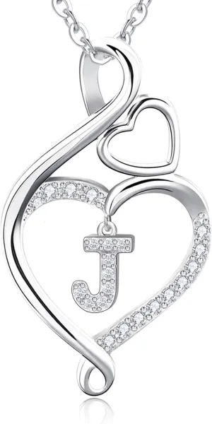 RIVIKO Infinity Heart Initial Necklace for Women,925 Sterling Silver Letter Pendant Personalized Jewelry,Name Necklace Graduation Birthday Mother's Day Gifts for Mom Women Wife Friend