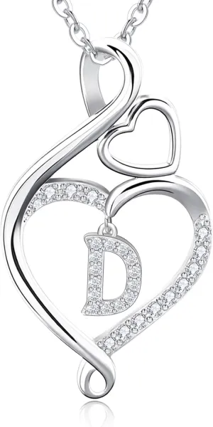 RIVIKO Infinity Heart Initial Necklace for Women,925 Sterling Silver Letter Pendant Personalized Jewelry,Name Necklace Graduation Birthday Mother's Day Gifts for Mom Women Wife Friend