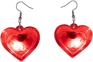 Romantic Heart LED Lights Dangle Hook Earrings Love Heart Light Up Glowing in The Dark Drop Fake Huggie Hoops Earring Fashion Valentine's Day Jewelry Gifts for Women