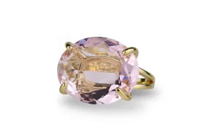 Rose Quartz Ring in 14k Gold - Handmade Crystal Statement Ring - Healing Jewelry for Special Occasions - Customizable Size and Material