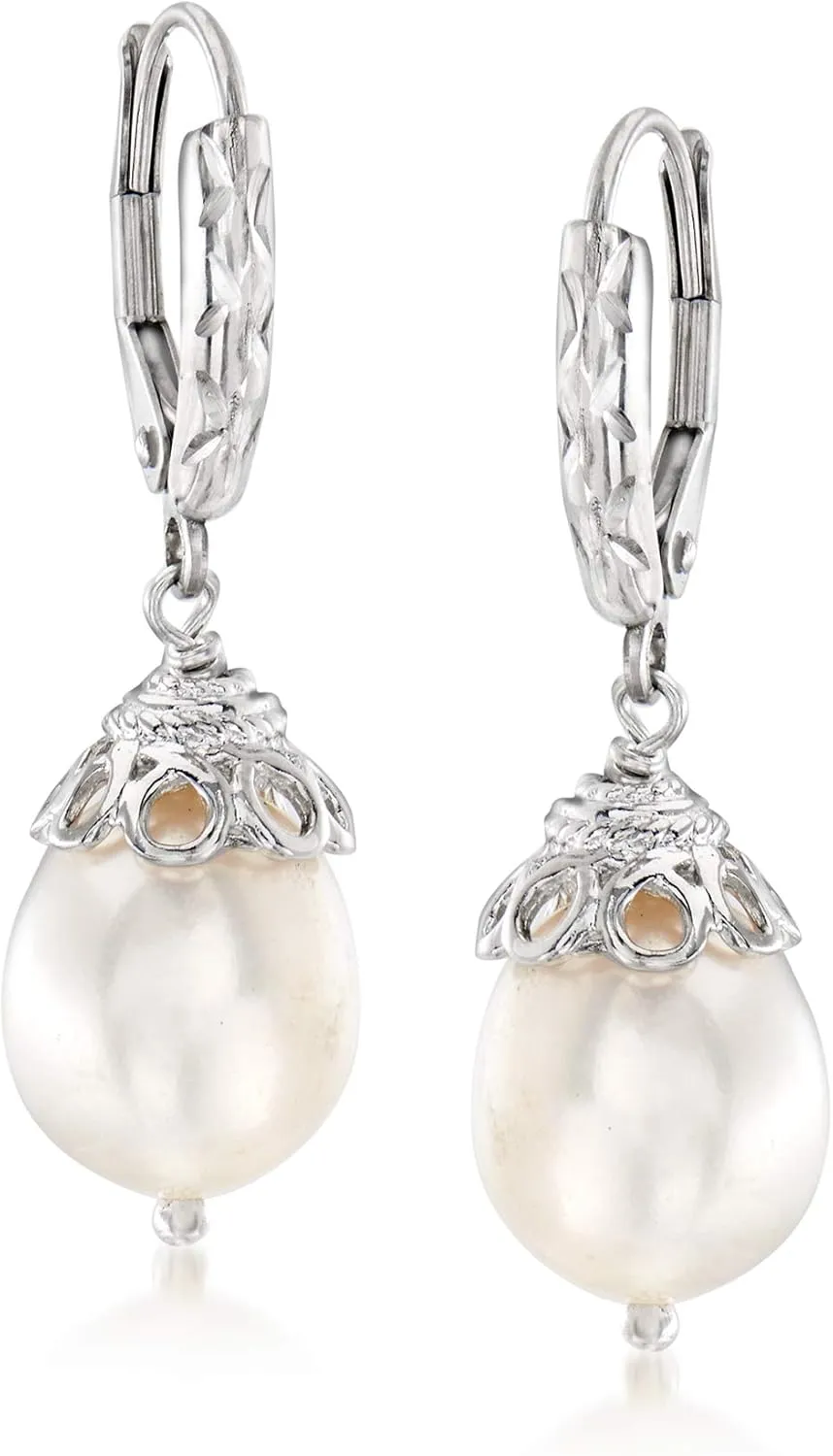 Ross-Simons 10-11mm Cultured Pearl Drop Earrings in Sterling Silver