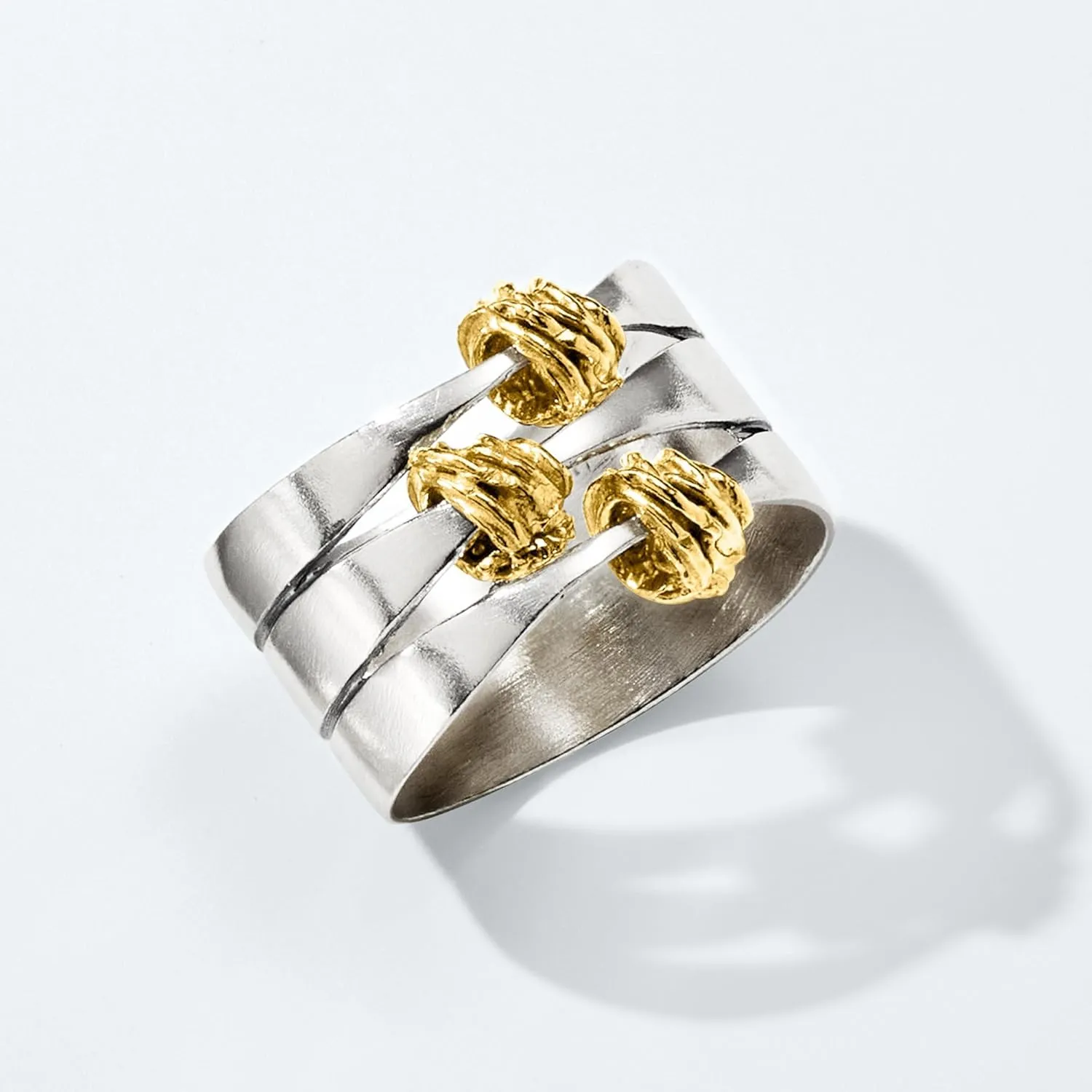 Ross-Simons Two-Tone Sterling Silver Wrapped Station Ring