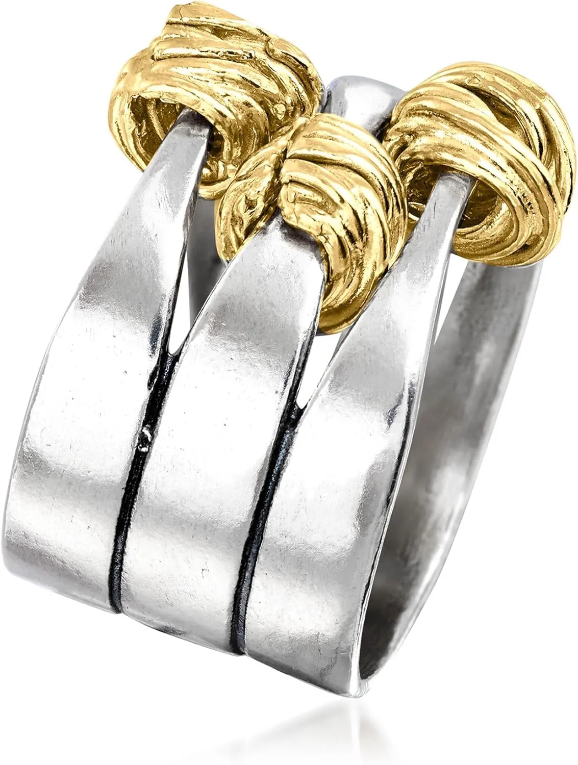 Ross-Simons Two-Tone Sterling Silver Wrapped Station Ring