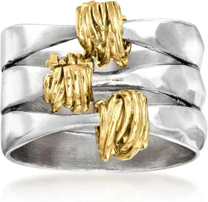 Ross-Simons Two-Tone Sterling Silver Wrapped Station Ring