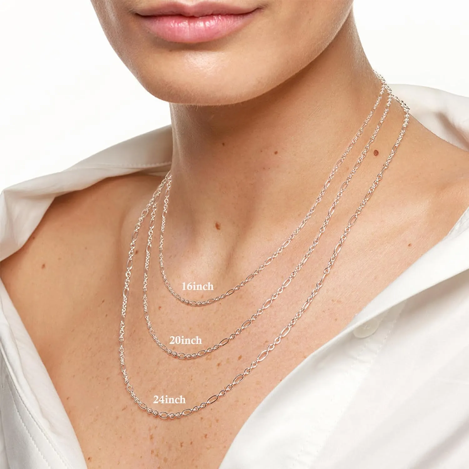S925 Sterling Silver Figaro Chain Necklace for Women Girls 3mm/5mm Thick Sturdy & Colourfast Women's Chain Necklaces Jewelery for Women Girls 14/16/18/20/22/24/Inch