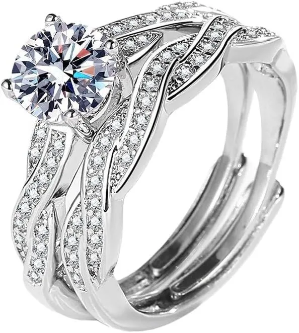 S925 Sterling Silver Rings for Women, Celtic Knot Shaped Cross Adjustable Rings for Women Cubic Zirconia Bands Thumb Finger Ring, Engagement Rings Promise Bands for Women Statement Ring